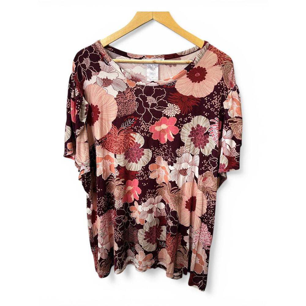Meri-Skye Boho Floral Relaxed Top Size 4X Cottagecore